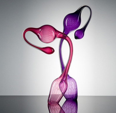 Sculpture by glass artist Matthew Cummings. Showing at Morgan Contemporary Glass Gallery. Morgan Contemporary Glass Gallery is the first Pittsburgh art gallery dedicated to exhibiting contemporary studio glass, focusing on sculpture, goblets, and jewelry in glass and mixed media. 