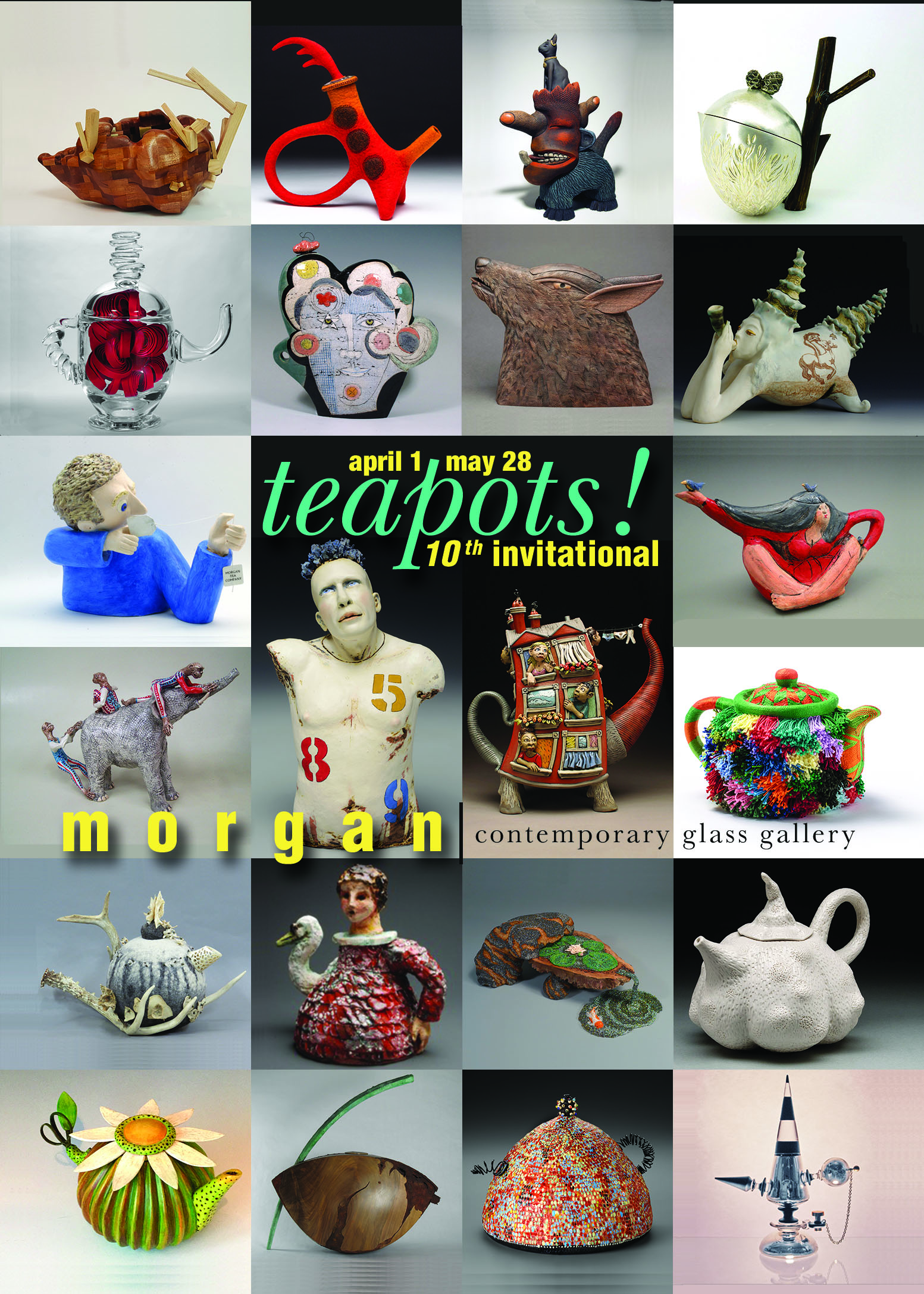 Visit Morgan Contemporary Glass Gallery's teapots! 10th invitational exhibition.